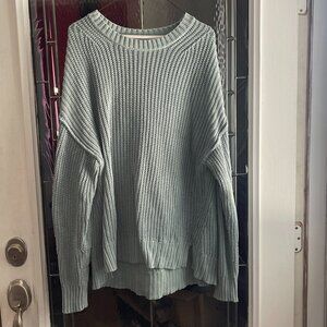 American Eagle Women’s Oversized Cable Knit Sweater Green Size M 100% Cotton